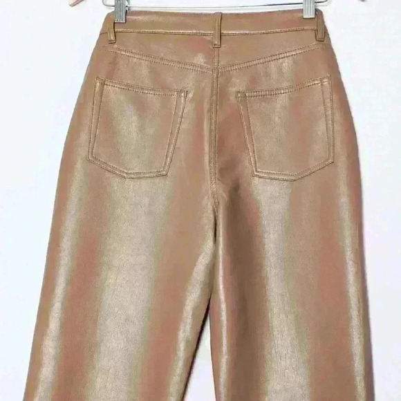 WILFRED Aritzia  Melina Pant high-waisted Vegan Leather Straight Leg Tan size 2 - Picture 5 of 7